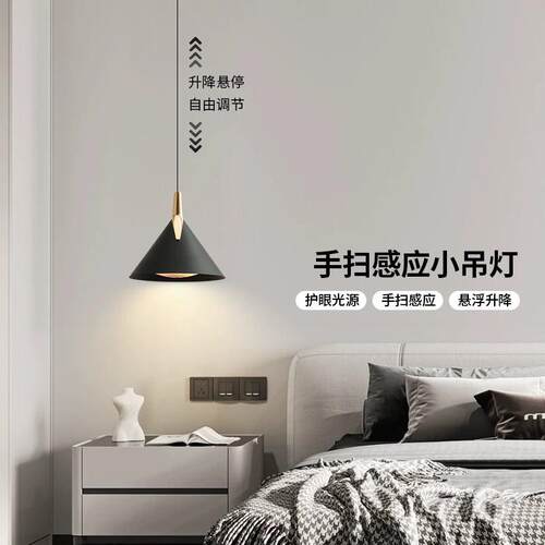 意式极简卧室床头小吊灯现代简约轻奢高级感可升降玄关吧台吊线灯