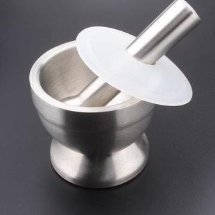 不锈钢蒜臼子捣碎罐石臼捣蒜器研磨器擂钵家用研钵捣药舂钵蒜泥臼
