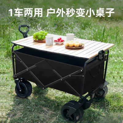 菠萝君电动露营车户外野营折叠推车营地助力手拉野餐拖车可躺摆摊