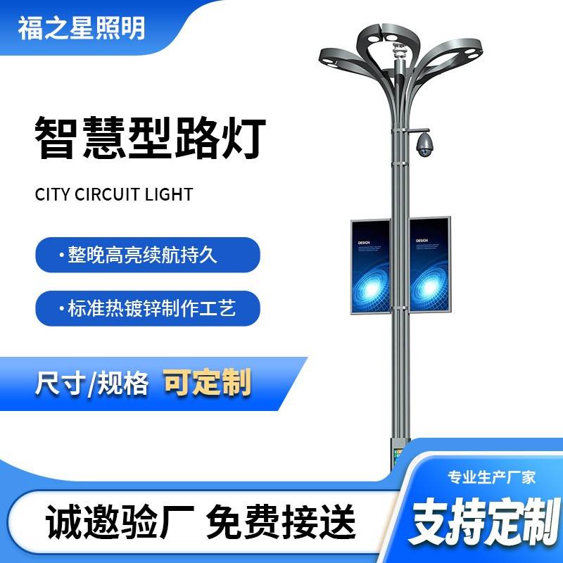 厂家10M智慧型路灯城市照明道路监控信号指示灯热镀锌LED路灯