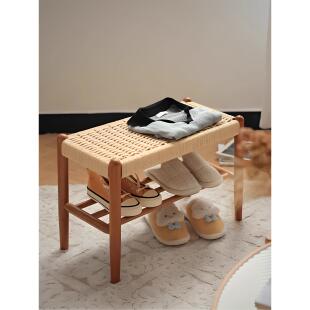 采购产品实木藤换鞋凳,家居门换鞋凳,入口门低凳,长凳,鞋架,