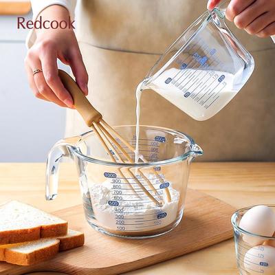 食品级玻璃量杯带刻度耐高温家用食品级厨房烘焙打蛋杯子计量水杯