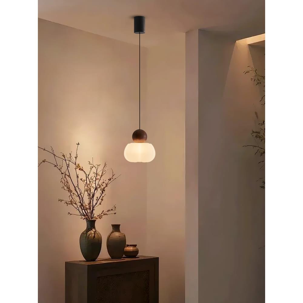 卧室床头吊灯中古风复古走廊过道玄关吧台灯日式侘寂风升降小吊灯