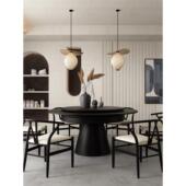 Sabi风格 斯堪 纳维亚Wabi 小公寓实木折叠餐桌设计师变形餐桌旋