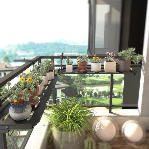 阳台悬挂花架栏杆置物架防锈挂花架窗台悬空花盆架玻璃挂架窗沿架