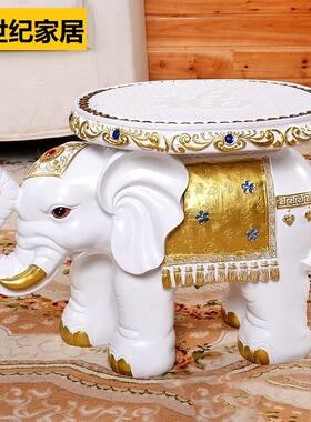 欧式小象仿实木白大象凳子风水红木色家居装饰客厅招财门口换鞋凳