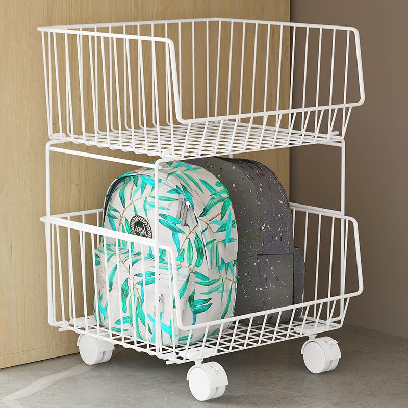 宿舍桌下书包置物架放置神器带轮收纳滑轮可移动篮筐桌边书桌双层