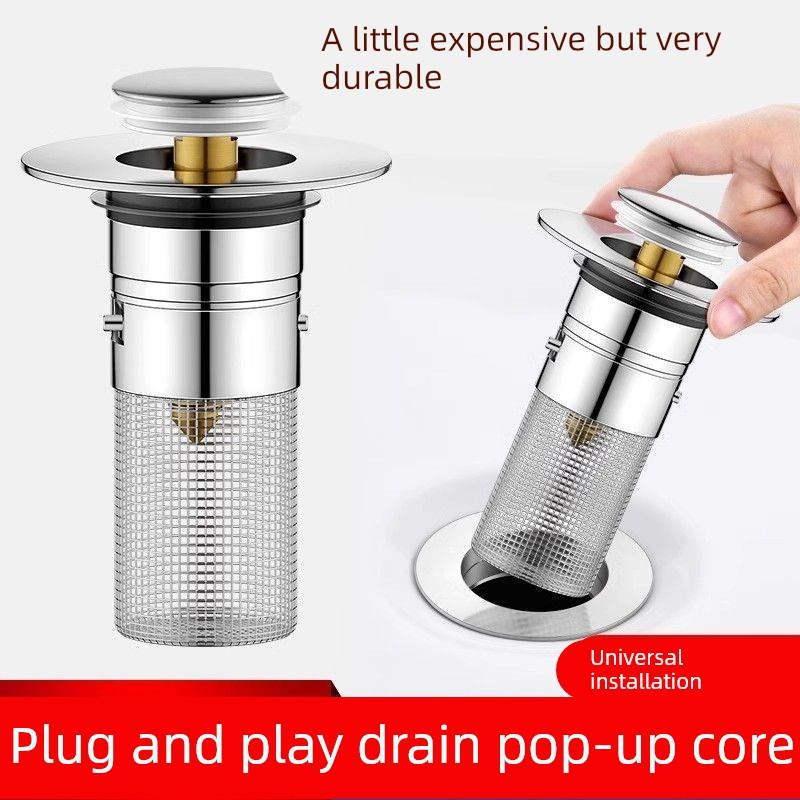 洗脸盆漏水塞弹跳芯通用下水器过滤网防臭洗手面盆按压式水池漏塞