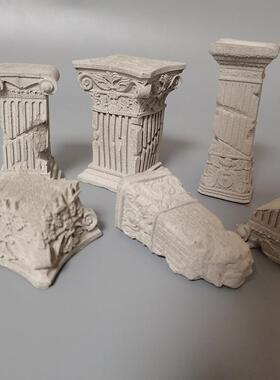 建筑废墟欧式罗马柱水泥混凝土鱼缸造景创意装饰水泥布景桌面摆件