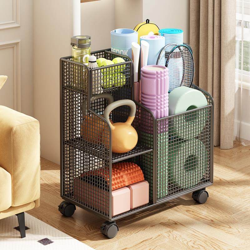 瑜珈垫收纳筐带轮家用运动工具整理神器健身器材置物架子健身房