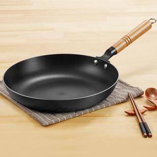 铸铁煎盘平底锅中式煎锅煎饼煎蛋煎牛排电子类瓦斯炉通用平底锅具