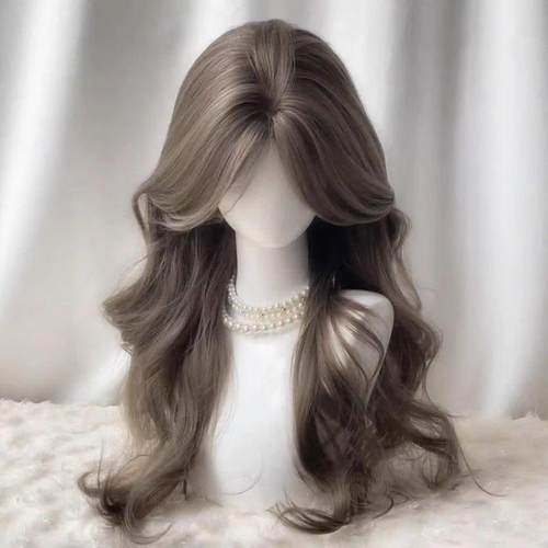 免戴发网假发女薄荷米粽中分八字浏海长卷发高颅顶头顶增发补发片