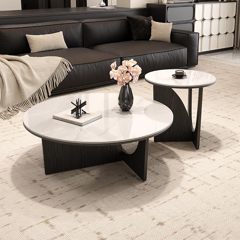 意式极简圆形茶几客厅家用现代简约高级感创意新款大小圆茶几组合