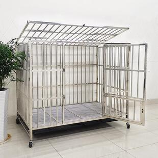 星斗加粗加厚不锈钢狗笼子折叠宠物笼法斗哈士奇金毛小中大型犬笼