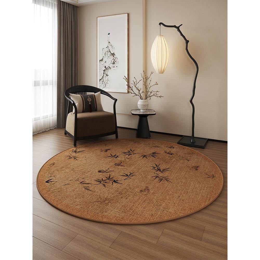 高级感书房卧室家用新中式圆形地毯防滑房间地垫椅子茶几脚垫子,居家布艺,转椅地垫,淘宝优惠券,粉丝福利购,淘宝优惠卷