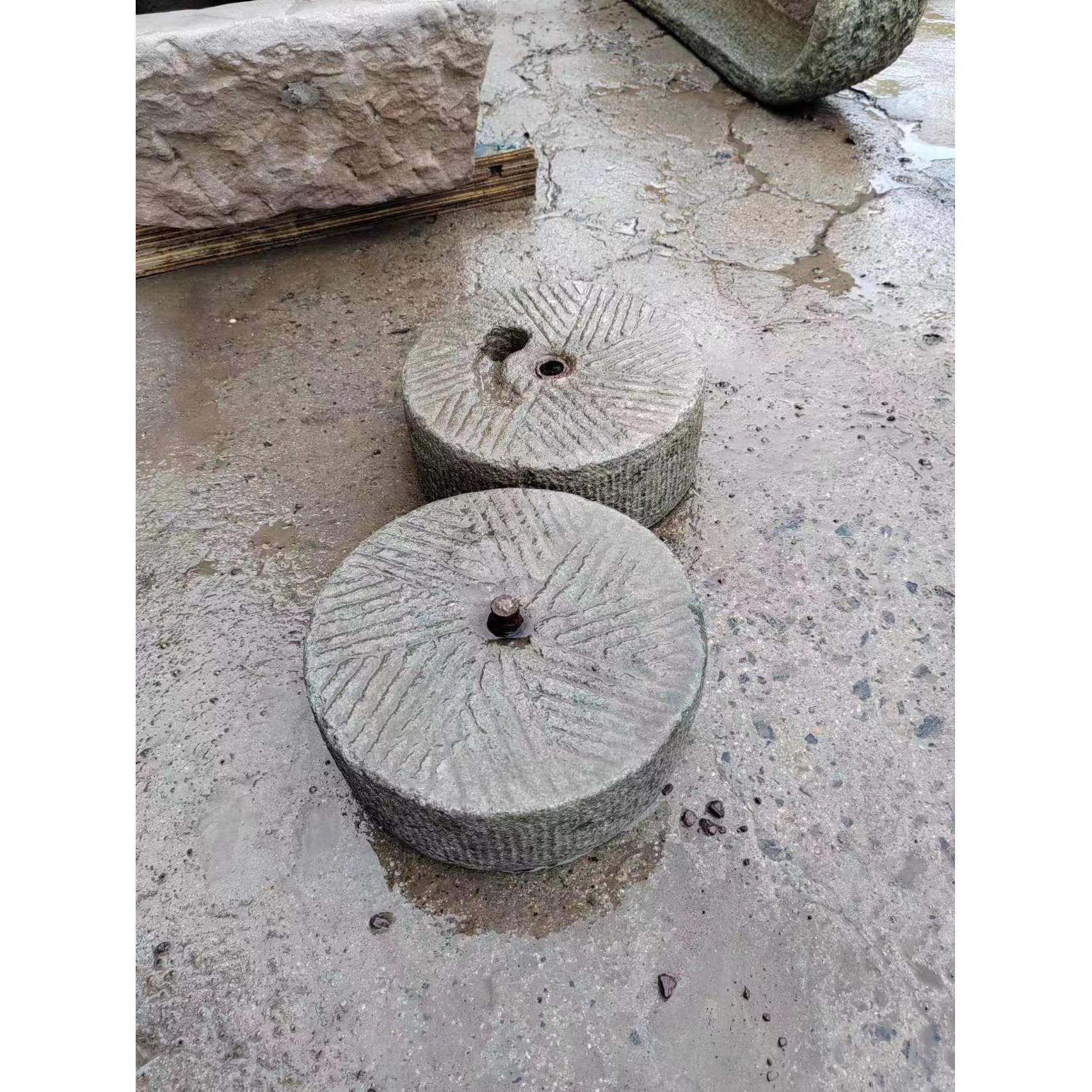 农村汀步石石磨盘垫脚石老式茶桌旧磨片碾盘小院草坪踏步石铺路石
