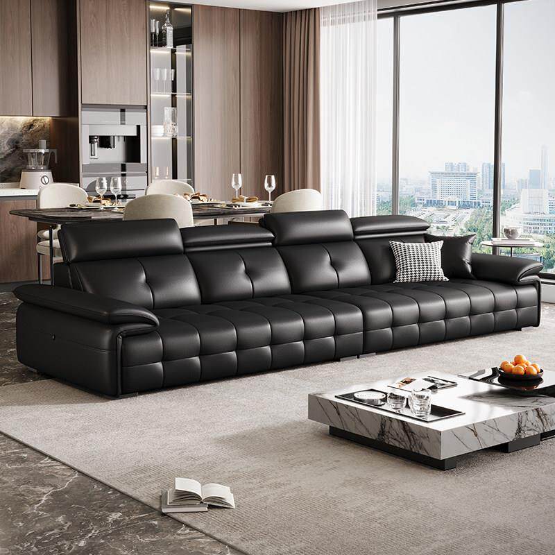帝乐曼意式轻奢真皮沙发客厅家用劳伦斯极简黑色沙发新款政府补贴