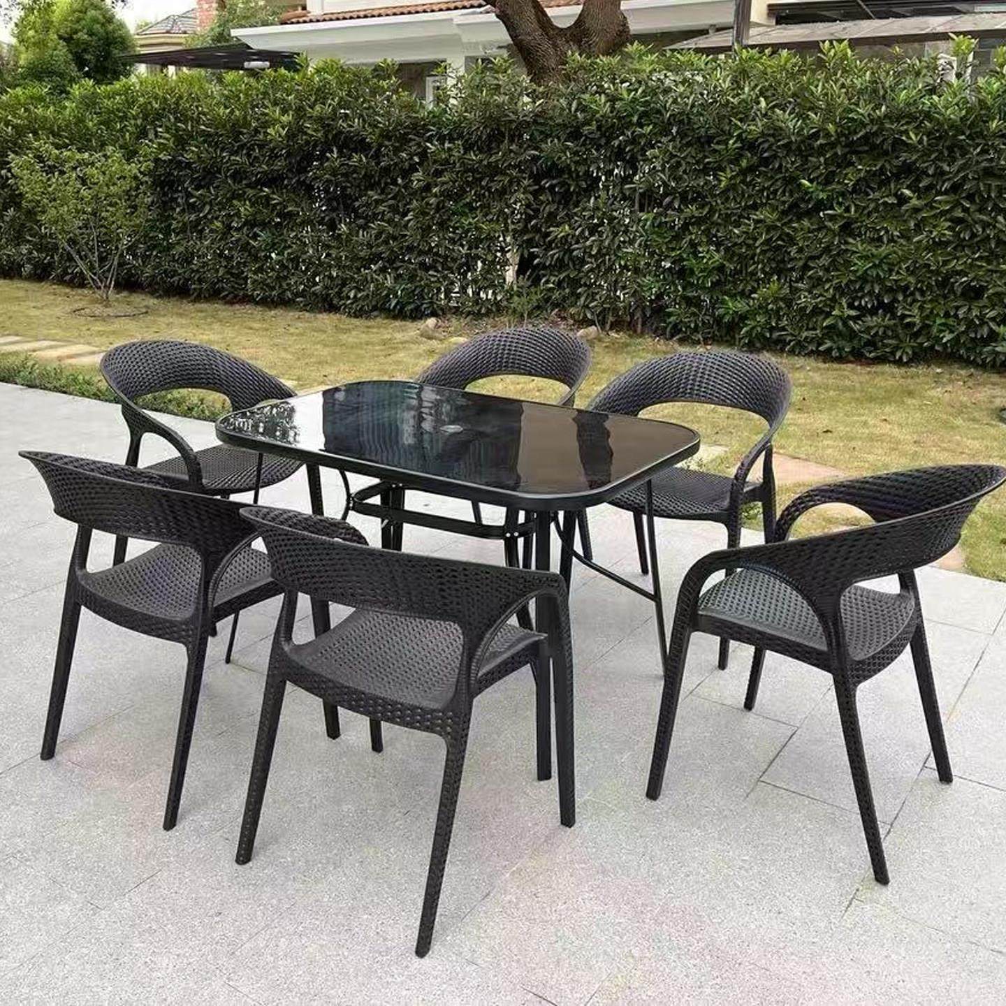 户外桌椅休闲 洽谈塑料彷藤椅子庭院花园阳台奶茶店咖啡厅室外餐