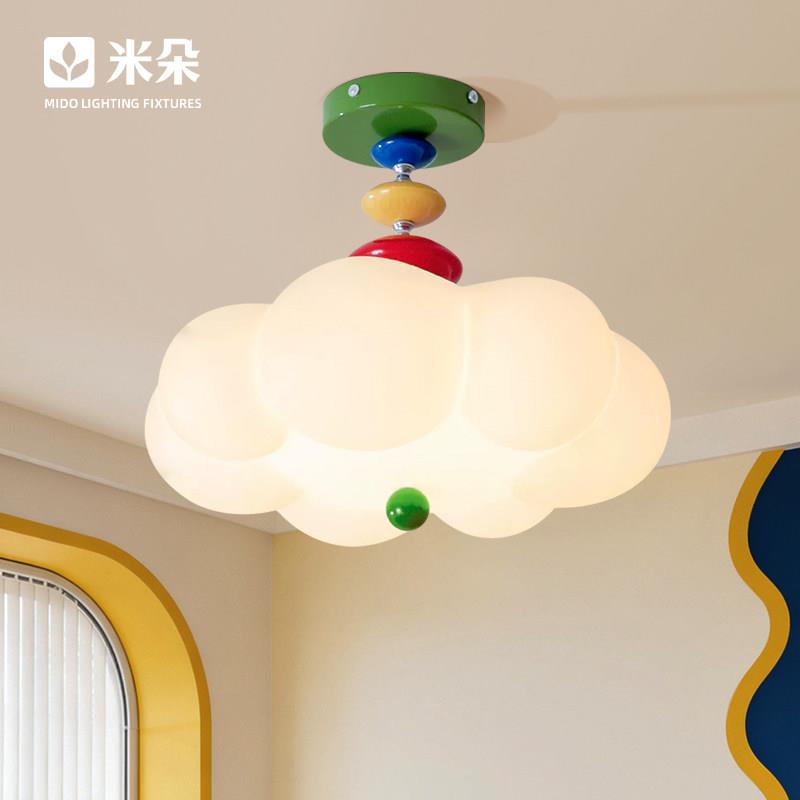 孟菲斯儿童房吸顶灯创意云朵男孩女孩房间灯彩色多巴胺护眼卧室灯