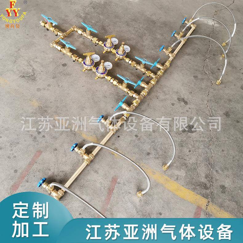 龙门架式黄铜6瓶组氧气汇流排定制手动切换汇流排