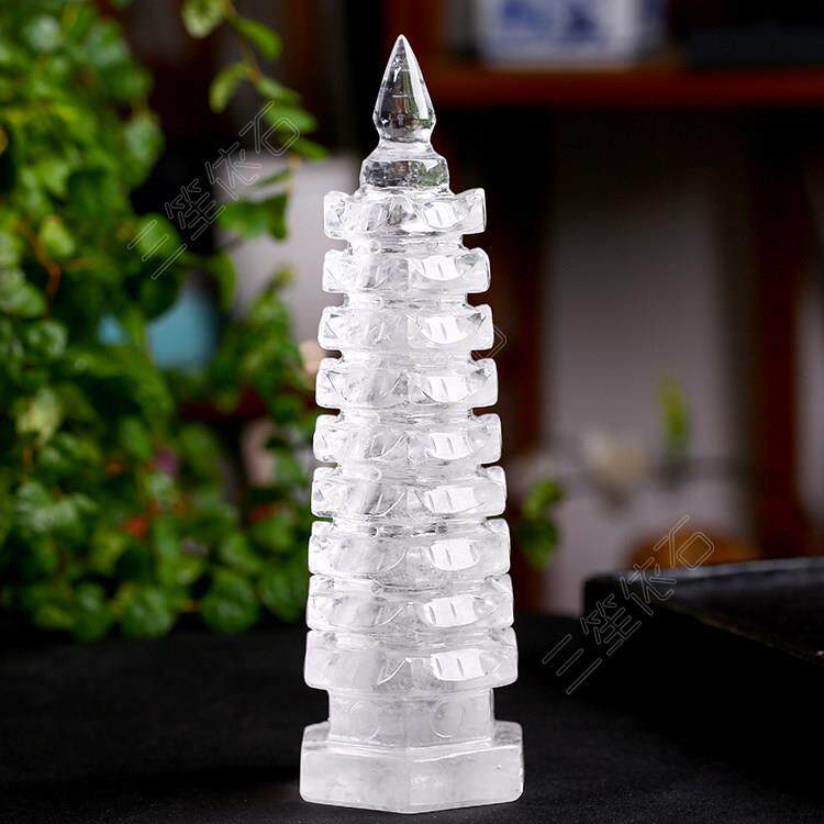 天然白水晶文昌塔办公室书桌书房摆件原石雕刻创意工艺礼品5-13层