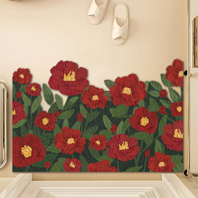 花卉入户门丝圈地垫门口耐磨脚垫进门家用蹭土地毯玄关门垫可裁剪