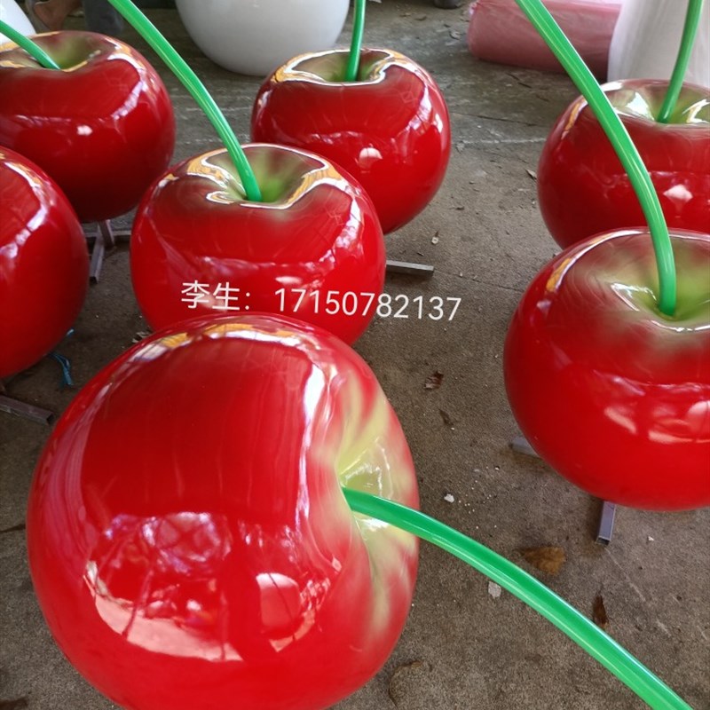 定制简约现代玻璃q钢雕塑水果大型落地摆件水果