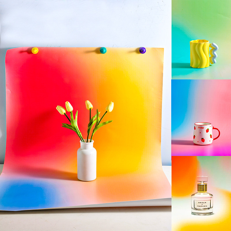 多巴胺彩色渐变背景纸纯色静物商业摄影拍照道具场景布置手产品