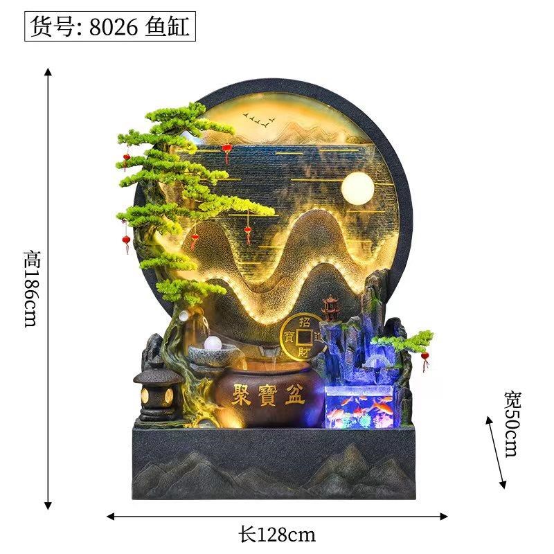 新中式假山流水招财喷泉摆件办公室客厅水幕墙屏风鱼缸循环水装饰