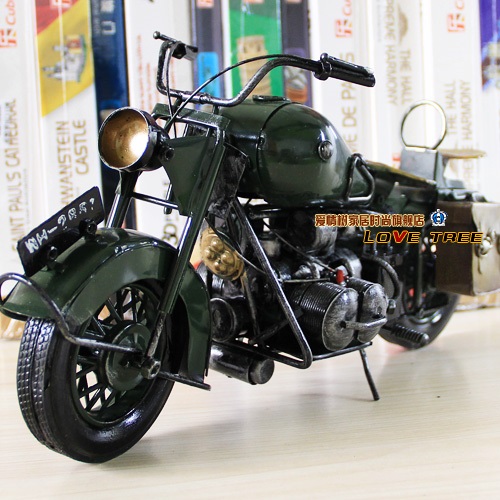复古摩托车1:6汽车模型金属工艺C品铁皮摆件摄影装饰品男生礼物品