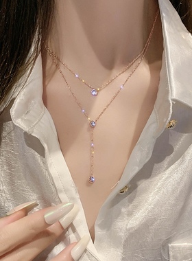 冷淡风双层项链女潮简约链条锁骨链脖子饰品颈带礼服配饰颈链气质