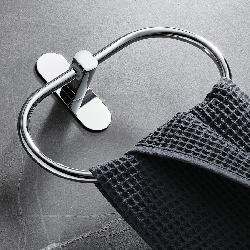 不锈钢毛巾环免打孔圆形浴室圆环毛巾挂圈擦手巾挂环卫生间毛巾架