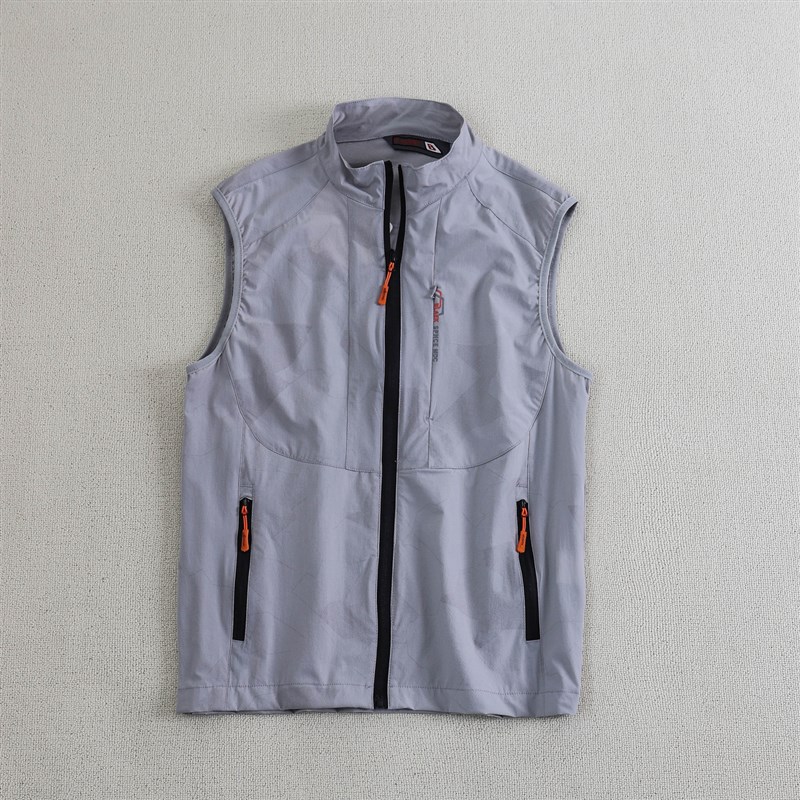 外贸尾货夏季新款男士单层弹力速干立领马甲户外休闲时尚跑步男装