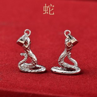 银饰立体十二生肖男女款 吊坠本命年龙蛇挂件眼睛镶嵌锆石DIY配件