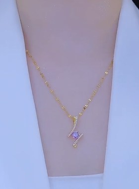 2023年新款一生相恋项链女网红轻奢高级感紫色锆石吊坠锁骨链配饰