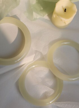 冰种玉手镯女青白玉圆条玉镯镯子非和田女款少女送妈妈生日礼物