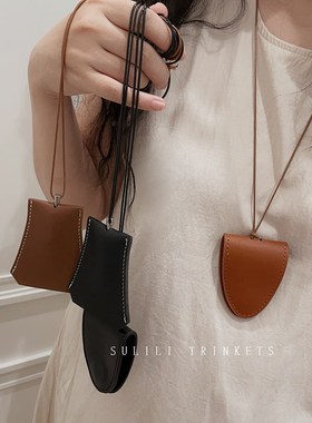 挂脖多功能皮革项链墨镜夹户外旅行便携眼镜钥匙耳机收纳挂绳配饰