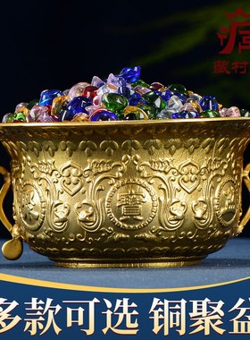 招财进宝百福聚宝盆米缸摆件大号客厅家居小存钱罐中式摆件