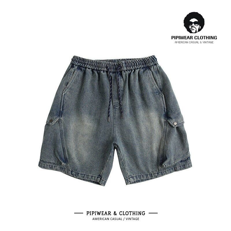 夏天复古做旧水洗牛仔短裤男潮牌工装百搭五分裤夏季宽松休闲中裤,男装,短裤,淘宝优惠券,粉丝福利购,淘宝优惠卷