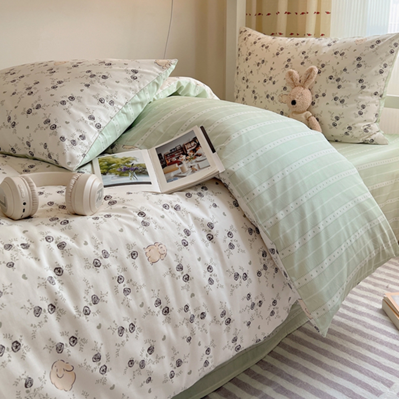 高中女生宿舍纯棉床上三件套大y学生寝室100全棉被褥被套一整套六