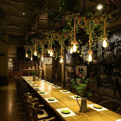 速发工业风植物吊灯创意餐厅火锅店烧烤店卡座吊灯U音.乐餐吧酒吧