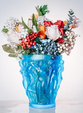 轻奢高档欧式丰收女神浮雕脱蜡全水晶家居客厅高级感艺术花器摆件