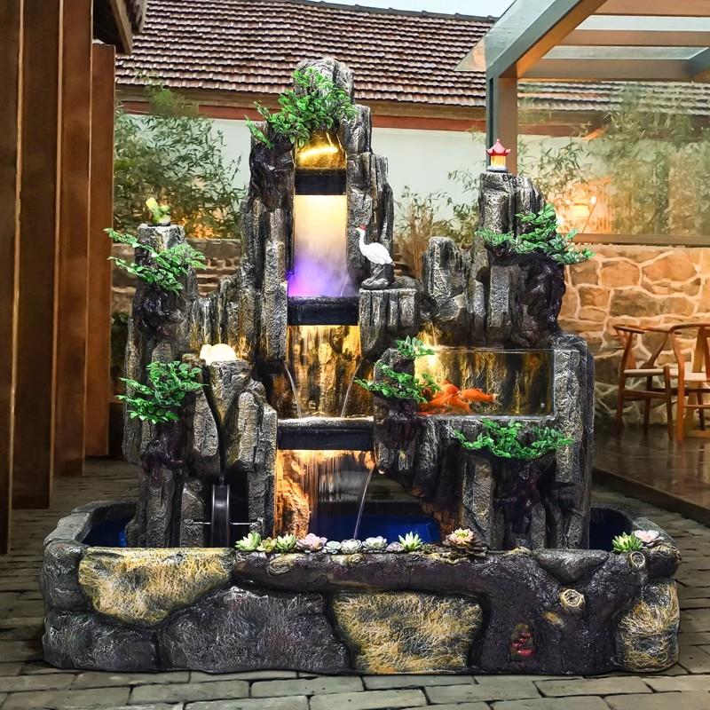 大型户外室外庭院别墅假山流水喷泉鱼池循环水造景水幕墙屏风摆件