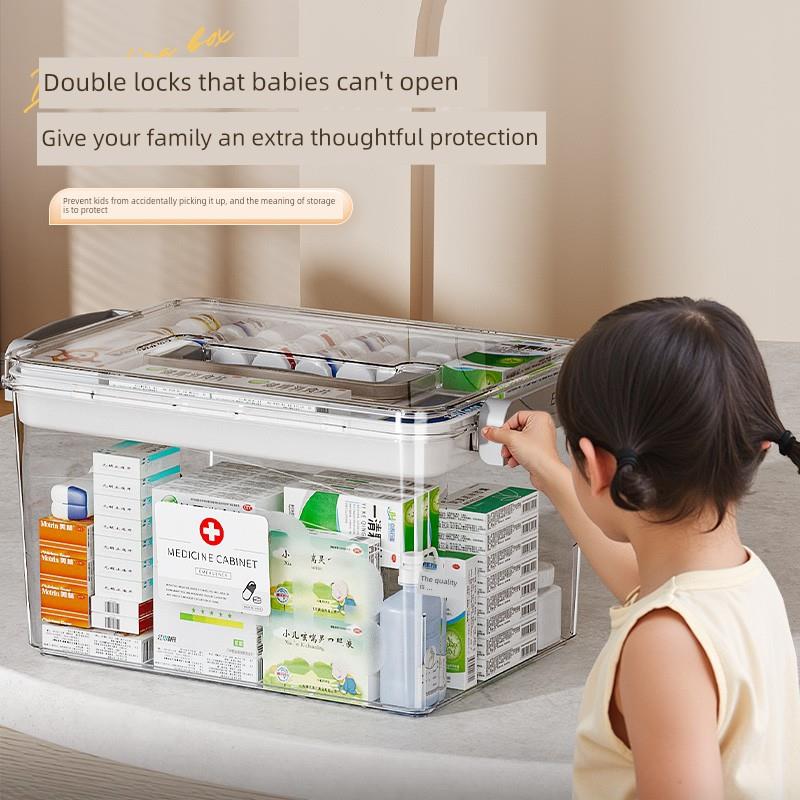 卡维瑞日式医药箱家庭装药物收纳盒多层大容量家用儿童药品收纳箱
