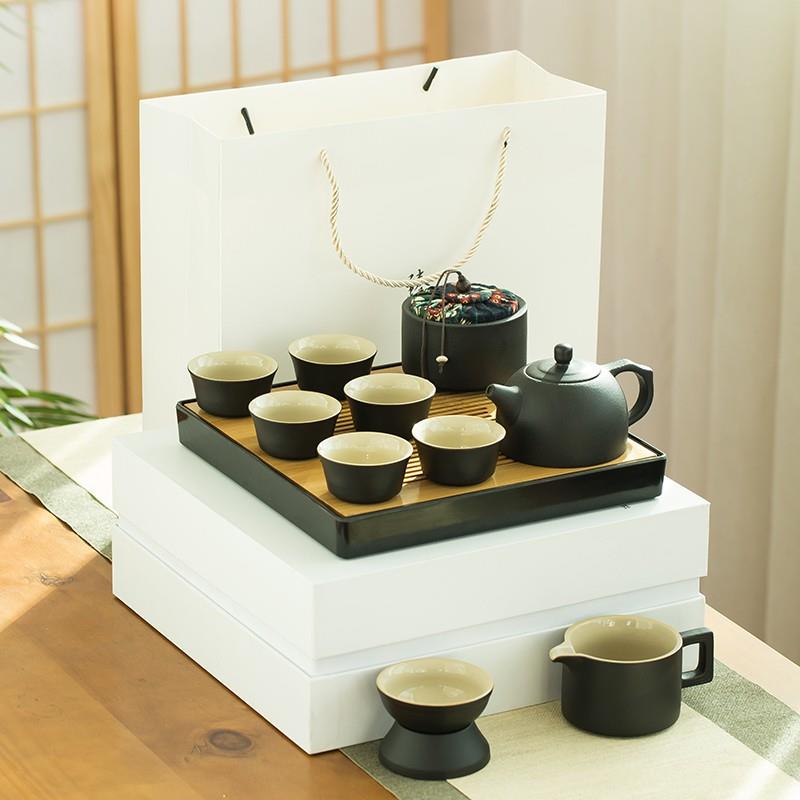 日式便携式旅行功夫茶具套装黑陶简约家用户外小套礼品定制
