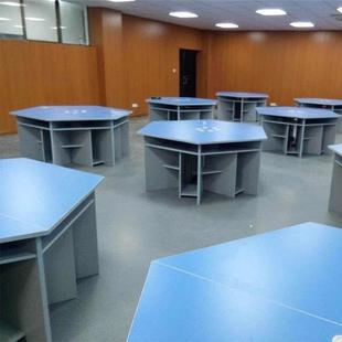 六边形电脑桌科学实验桌探究桌微机教室桌椅铝架六角桌八边形桌子