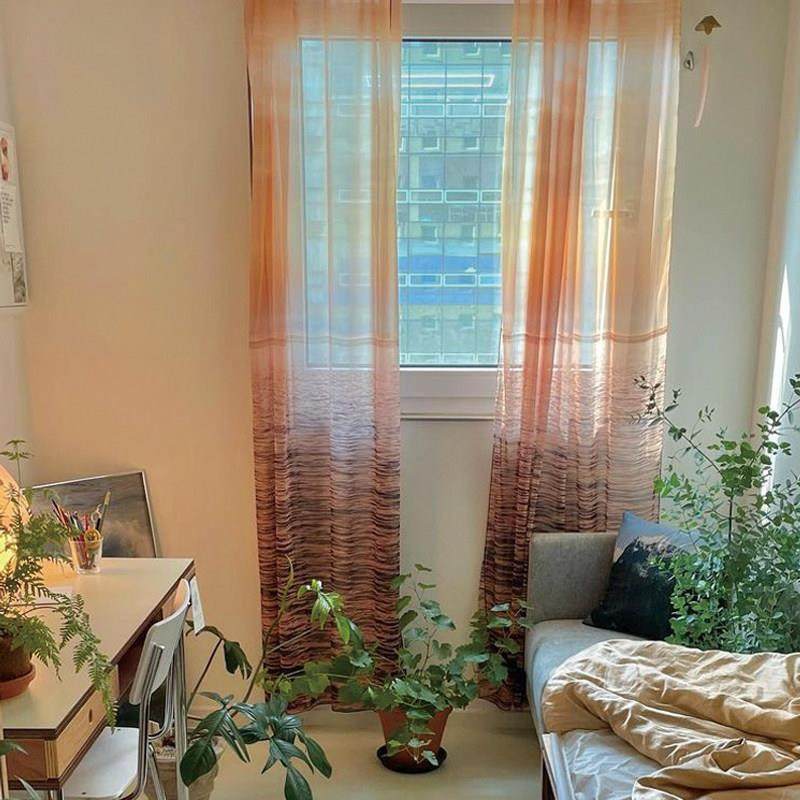 网红ins透光窗帘雪纺纱卧室风景飘窗帘布阳台纱帘客厅隔断免打孔,居家布艺,成品窗帘,淘宝优惠券,粉丝福利购,淘宝优惠卷