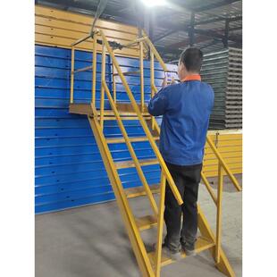 厂家直销基坑施工钢梯基坑爬梯工具式临时上下行人爬梯45度斜梯