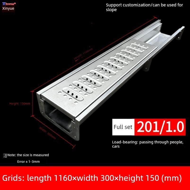 不锈钢排水沟u型沟庭院厨房沟下水道盖成品线性水槽雨篦子