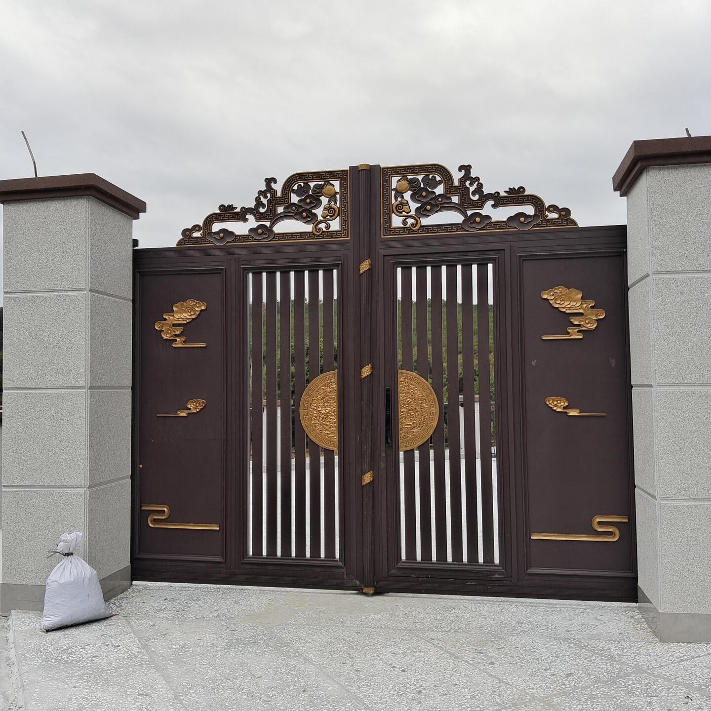 铝艺大门乡村庭院双门别墅电动入户门欧式铝合金农村自建房院门